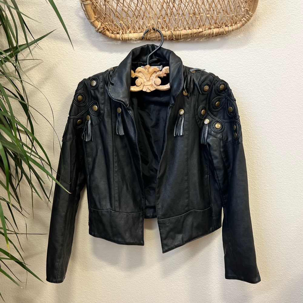 Amuse Society Faux Biker Jacket With Fringe